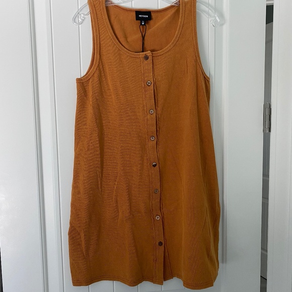 NWT Heyson Toasted Gold Ribbed Tank Dress Sz M - Picture 1 of 5